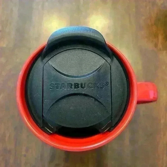 2020 Starbucks 12oz Christmas Red Snow Ceramic Mug With Travel No-Spill Lid - Picture 3 of 5